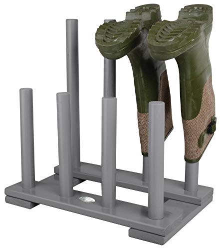 Esschert Design Stiefelhalter, Schuhablage aus Holz in grau, ca. 42 cm x 26 cm x 42 cm