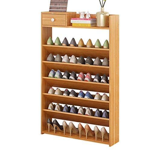 HLR Schuhregal Schuhablage Schuhrschrank Schuhregal Kiefer, Schuhständer 7-Tiers Schuhe, Platzsparende Große Kapazitäts-Massivholz-Storage Rack, Ahorn Farbe (Color : Brown)