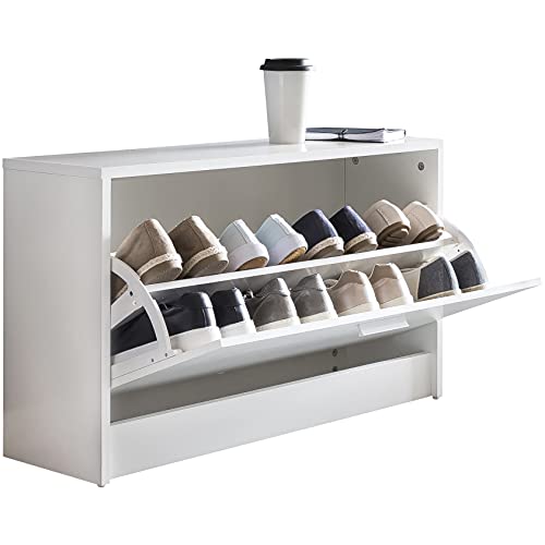 KADIMA DESIGN Schuhbank Weiß Schuhkipper Holz Flurbank Schuhschrank Sitzbank Flur 80 cm