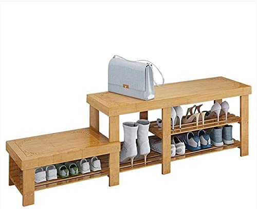 Haushaltsartikel, Schuhschrank zu Hause, 2-stöckige Bambus-Schuhbank High-Low-Schuhregal aus Holz Einfacher Fußschemel Schuh-Organizer for Stiefel High Heels Sneakers (Size : A)