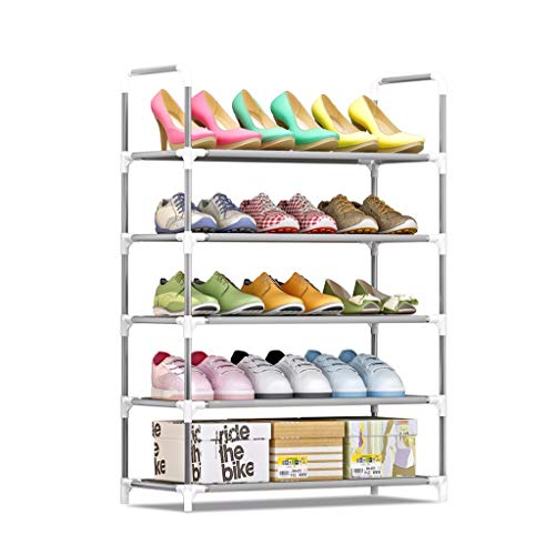 GWF Schuhregal 5 Tier Hoch Metall Für 6-15 Paar, freistehende verstellbare Schuhe Speicherorganisator Türregale Space Saver-L60x30x90cm PlatzsParender Schuhschrank