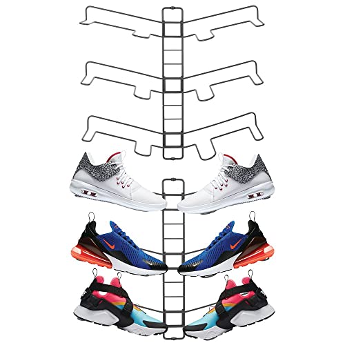 mDesign 2er-Set Schuhablage – verstellbares Wand Schuhregal für DREI Paar Sneaker, Sportschuhe etc. – platzsparende Alternative zum Schuhschrank – grau