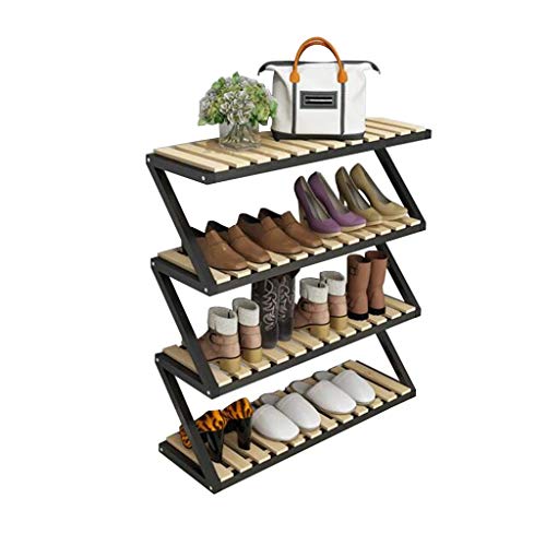 GOOFFY Schuhregal, Schuhbank, Pantoffel, Aufbewahrung, Stiefel, Organizer, Schrank, stehend, Vliesstoffabdeckung, kleine, mehrschichtige, stapelbare Regale, Holz, Eisen, Wohnzimmer, Staub, glücklich S