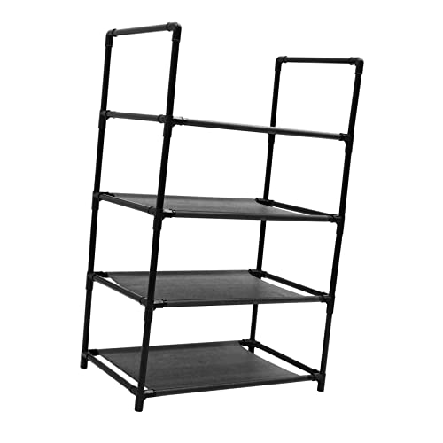 KITANDOVE Stapelbares Schuhregal Aus Eisen Und Kunststoff Hohe Kapazität Mehrschichtig Einfach Zu Verwendender Schuh-Organizer Home-Organizer Schwarz 100 cm