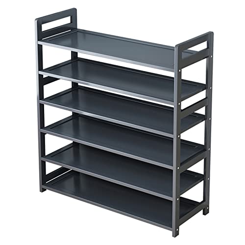 GUAAJA Bambus-Schuhregal, 6 Etagen, Holz-Schuhregal, freistehend, Stabiler Schuh-Organizer für Schuhe, Handtuch, Tasche, Vase, Schlüssel, Bücher Schuhaufbewahrung Shoe Rack