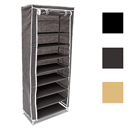 Relaxdays Schuhschrank H x B x T: ca. 151 x 60 x 30 cm Faltschrank Textil für 36 Paar Schuhe Stoffschrank mit 9 Ablagen Stoffschuhschrank schützt vor Staub und Nässe Schuhablage zum Falten, schwarz