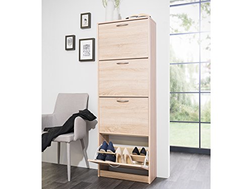 möbelando Schuhkipper Schrank Schuhschrank Schuhregal Schuhaufbewahrung Holz Mavin II (Sonoma-Eiche)