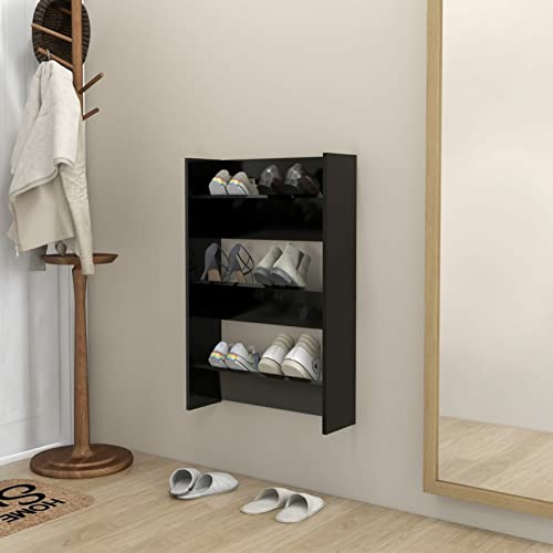 YuMeng Wand-Schuhschrank, Schuhorganizer, Flurgarderobe, Shoe Cabinet, Schuh Schrank, Flurschrank, Schuhkipper, Schuhaufbewahrung, Schwarz 60x18x90 cm Spanplatte