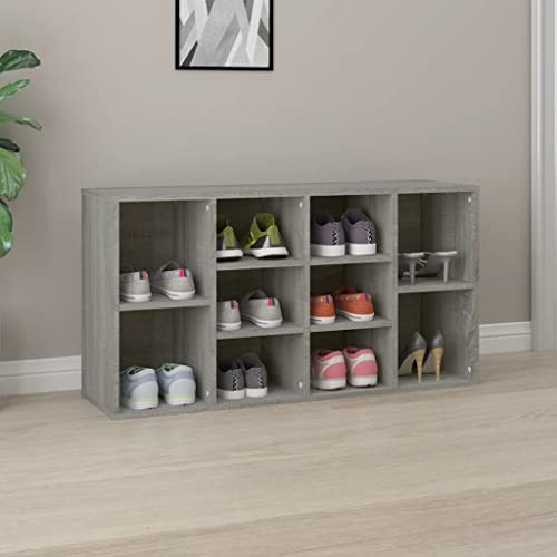 Schuhbank 103x30x54,5 cm bearbeitetes Holz grau Sonoma Eiche