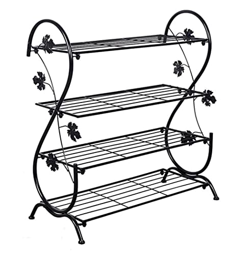 Industrielles Schuhregal, Metall-Schuhregal, 4-stöckig, einfache Wohnzimmer-Schuhaufbewahrung, Schuhregal, Eisen, wirtschaftliches Rack, Schuhwarenaufbewahrung (Farbe: Schwarz, Größe: 63 x 27 x 74 cm)