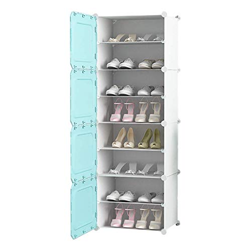 GHCXY Schuhgestelle Organizer, Multifunktionsmontage Kunststoff Aufbewahrungsbox Kinder Schuhregal Frau Schuhschrank Kabine Sammeln Sie Sonnenkarten Aufbewahrungsständerregal,Blau,8 Stufe