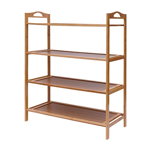 mesterth Schuhregal Badregal Standregal Bambus Küchenregal Holz Regal 4 Böden Bad Ideal Für Flur, Bad, Wohnzimmer, Diele Holzfarbe