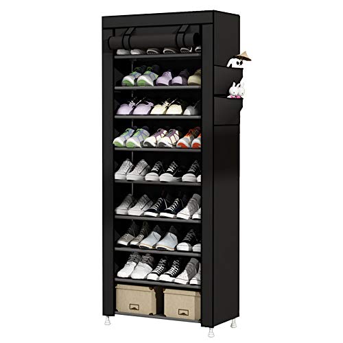 UDEAR 10-Tier Schuhschrank Schuhregal Storage Shoe Shelf for 27 Pairs of Shoes Schwarz
