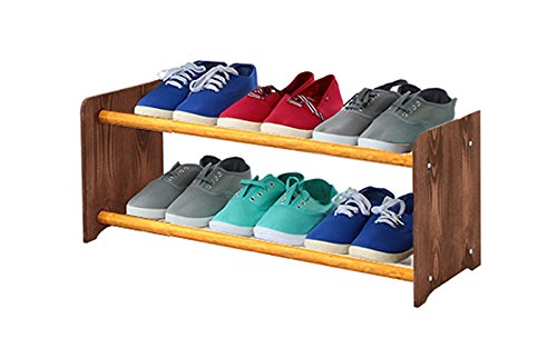 MODO24 Schuhregal Schuhschrank Schuhe Schuhständer RBS-2-65 (Seiten Dunkelbraun, Stangen in der Farbe Erle)