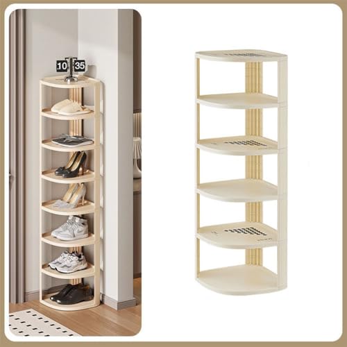 Mehrschichtiges Schuhregal, Organizer für Schrank, stapelbar, Schuhständer für den Eingangsbereich, vertikaler Kunststoff-Schuhhalter, platzsparend, schmaler Schuhschrank