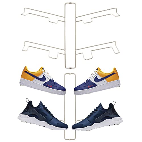 mDesign 2er-Set Schuhablage – modernes Wand Schuhregal für Zwei Paar Sneaker, Sportschuhe etc. – platzsparende Alternative zum Schuhschrank – mattsilberfarben