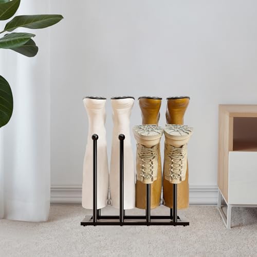 APACALI 1 Stück Stiefelhalter zum Hinstellen, Stiefelhalter Outdoor, Schuhregal für Stiefel, Schuhregal Stehend Schwarz, Freistehendes Stiefelregal, Platz für 4 Paar Stiefel