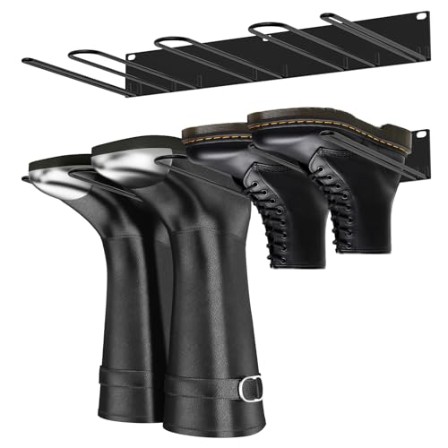 Sibosen Stiefelhalter,2 Stück Schuhregal Metall Wandhalterung, Stiefelaufhänger,Schuhregal für Stiefel,Cowboystiefel-Organizer,hohe Stiefel für Schrank, Eingang, Outdoor,Garage 41.5X23.5cm