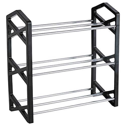 Schuhregal-Organizer, Regal, Schuhregal, 3 Ebenen, Eisen-Schuhregal, leichtes Schuhregal, Aufbewahrungsorganisator für Eingangsbereich, Flur und Schrank, Schuhregal (Farbe: Schwarz, Größe: Groß)