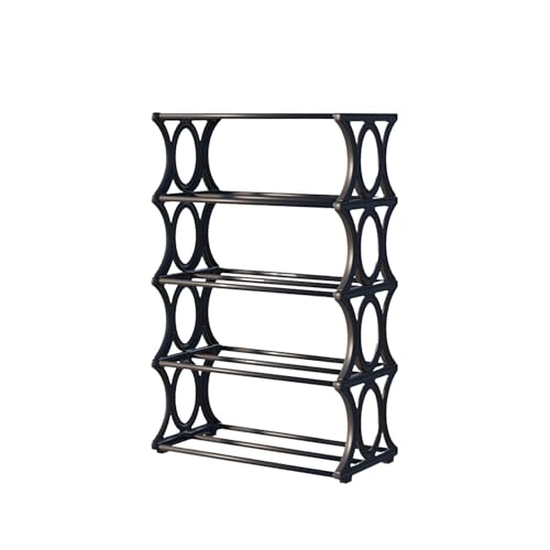 Generisch Schuhregal 4-stufige, Schuhschrank für den Eingangsbereich, Platzsparend Schuhaufbewahrung aus Metall und Kunststoff, Stapelbar Schuhständer für Flur, Wohnzimmer, 60x45x20 cm