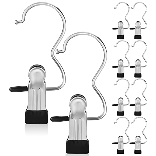 VANZACK Aufhänger Für Handtücher 12 PCS -Stiefelbügel für Schrank Waschhaken mit Clips hängende Stiefelhalter Clips Multifunktionale Kleiderbügel