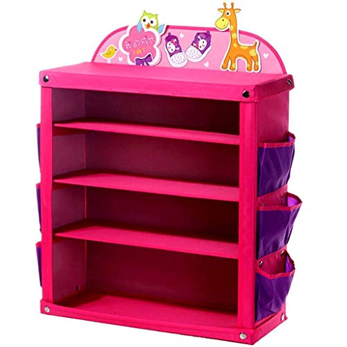 BHBXZZDB Stoff Schuhregal für Kinder einfaches Cartoon Kinderschuhregal Mehrschichtiges platzsparendes Schuhregal blau pink (Farbe: pink)