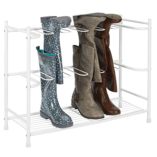 mDesign Stiefelaufbewahrung – Regal zum Stiefel und Schuhe aufhängen – platzsparendes Schuhregal für sechs Paar Regen-, Reit- oder Damenstiefel – weiß