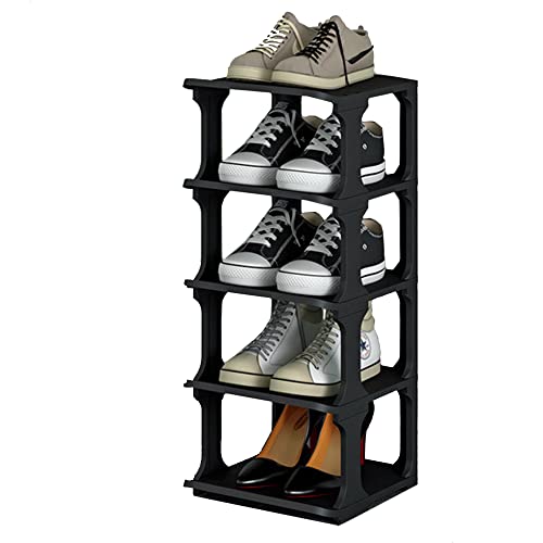 Tkekruh Schuhregal 4 Ebenen, Stapelbar und Platzsparend Schuhschrank, Schuh Speicherorganisation Schuhregal Kunststoff Aufbewahrungsregal Modular Cabinet Regale für Wohnzimmer Garderobe Flur