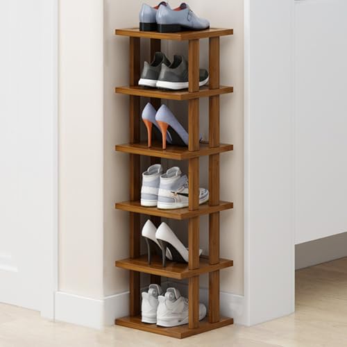 Schuhregal aus Holz für kleinen Raum, Bambus-Schuhregal für Schrank, Eingang, Flur, stapelbare Schuhaufbewahrungslösung für platzsparende Aufbewahrung