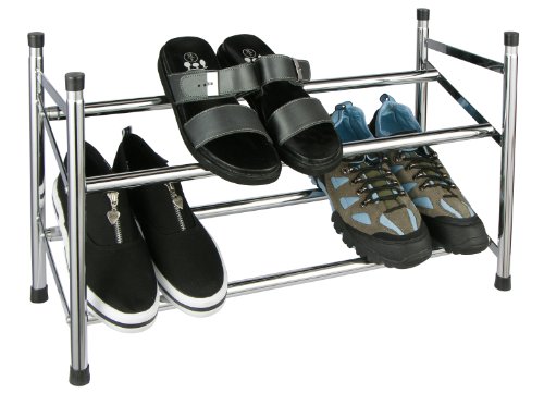 Design SCHUHREGAL mit 2 Etagen - Ausziehbar für bis zu 12 Paar Schuhe - Stapelbar und Robust