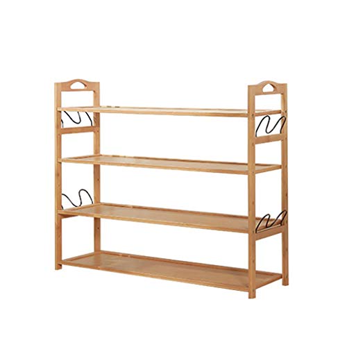 YX-Schuhregale Schuhregal 4-Tier-Stiefelregal Aufrechter Aufbewahrungsstandplatz Natürlicher Bambus-Tragegriff mit Seitenhaken spart Platz (67 cm hoch)