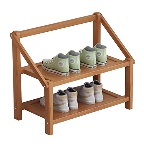 SJFJJKD Bambus-Organizer, kleines Schuhregal aus Holz mit faltbarem Design für Eingangsbereich, Flur, Schlafzimmer, 2-stufiges Schuhregal in Holzfarbe (50 cm) Friendship Years