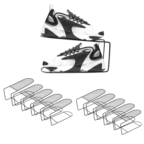 GlSAKE Schuhstapler Platzsparend Schuhorganizer 10 Stück Schuhregal Für Schränke Schwarz Schuhaufbewahrung Platzsparend Schuh Organizer Für Schrank Shoes Organizer Eisen Schuhsortierer