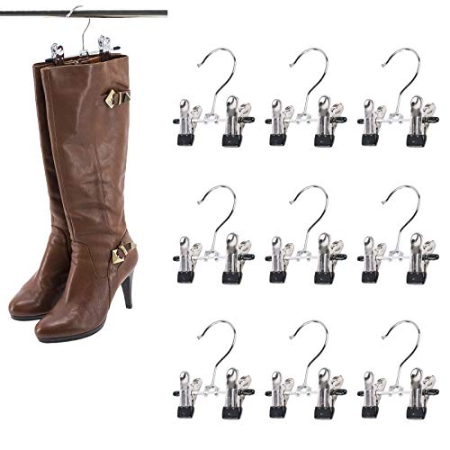 SUNTRADE Doppelte verstellbare Clips für Stiefel, platzsparende Stiefel, Socken, Taschen, Hänge-Clips, Stiefelhalter, Kofferraum-Organizer, 9er-Set