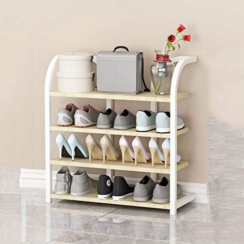 Schuhregal, 4-lagiger Schuhschrank aus Eisen, Schuhregal aus Holz für den Haushalt (weißer Ahorn, 70 cm)