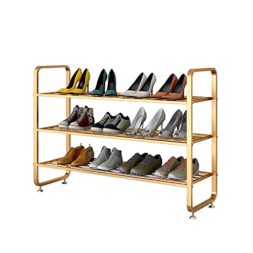 WNRGD Ständer Schuhregal Metall Golden Schuhablage Schuhschränke Flur Schuhaufbewahrung Hochglanz Platzsparend Organizer Schrank,2