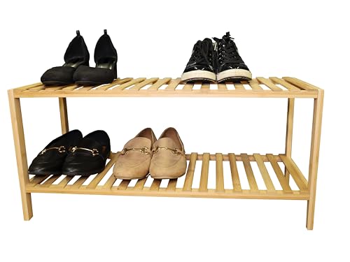 hausleben Schuhregal Bambus | 70x28x33 cm | Natur | Holz | umweltfreundlich | 2 Böden | Flur