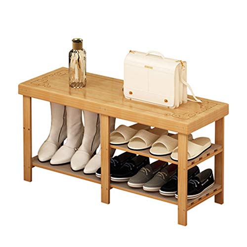 EDGAR Einfaches Bambus-Schuhregal/Türregal/Stiefelregal für Kleiderschrank, Korridor, Schlafzimmer 90 × 27 × 45 cm