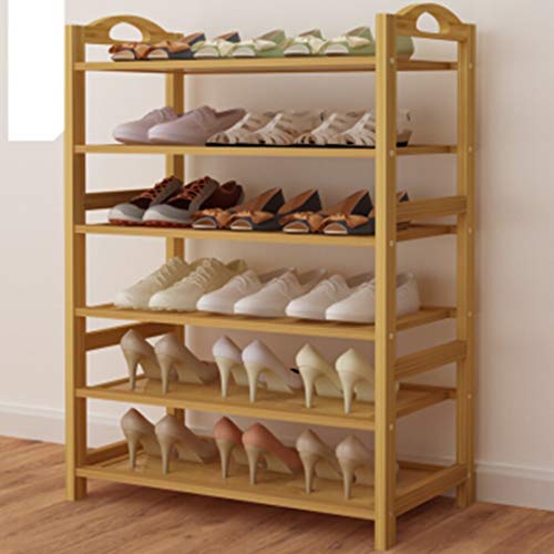 Schuhregal 6-Schicht Kleiner Schuhschrank aus Holz Bambus, 108x26x60cm FANJIANI