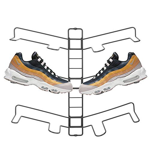 mDesign Schuhablage – verstellbares Wand Schuhregal für drei Paar Sneaker, Sportschuhe etc. – platzsparende Alternative zum Schuhschrank – grau