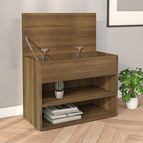 LEDSIX Home & Garden Set Schuhbank Braun Eiche 60x30x45cm Engineered Wood Haushaltsbedarf