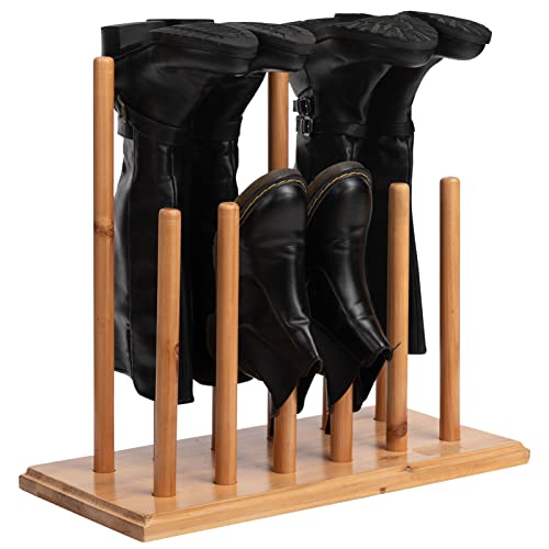 PARANTA Holzstiefel-Aufbewahrungsregal, 6 Paar hohe Stiefelhalter, eigenständiger Schuh-Organizer, Natur