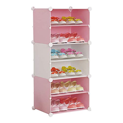 GHCXY Schuhständer Organizer, Kunststoff 6 Schichten Kinder Schuhregal Kreative Multifunktionale Aufbewahrungsbox Schuhschrank Sammeln Sie Sonnenbrüche Lagerständerregal,Weiß