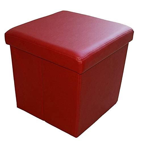 Style home Sitzhocker Stauraum, Faltbare Aufbewahrungsbox Sitztruhe Sitzwürfel Fußablage, belastbar bis 300 kg, Kunstleder, * * cm (Dunkelrot)