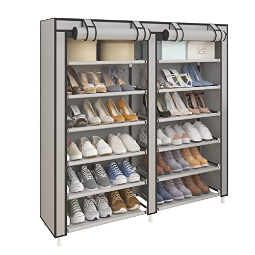 UDEAR 7 Schicht Staubdichtes Schuhablage Schuhregal Schuhschrank für ca. 36 Paar Schuhe Grau