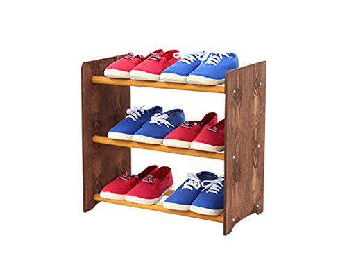 MODO24 Schuhregal Schuhschrank Schuhe Schuhständer RBS-3-45 (Seiten Dunkelbraun, Stangen in der Farbe Erle)