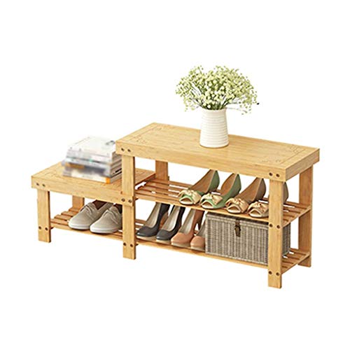 GHCXY Schuhständer Organizer, Schuhregal Sitz Hinter Tür Exquisite Hölzerne Kinder Schuhregal Damen Männer Lagerregal Balkon Schuhkabinett Sammeln Sie Sonnenkarten-Lager-Stand-Regal,Holzfarbe,88 cm