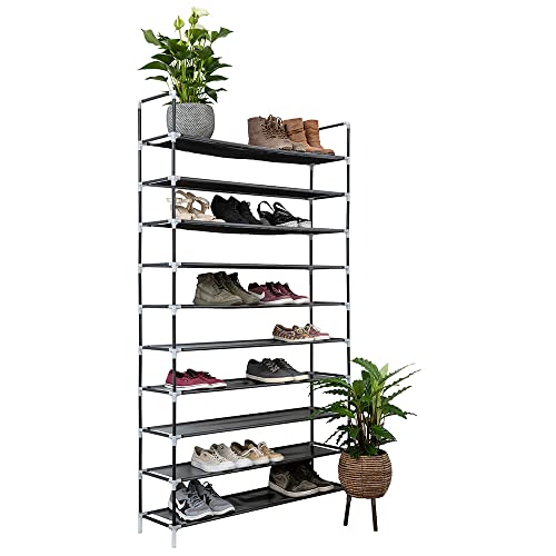 Vivol Deluxe Schuhregal XXL - Schuhablage für 50 Paar Schuhe - Schuhschrank mit 10 Ebenen - HxBxT: 178x100x29,5 cm - Schuhständer Höhenverstellbar Wasserfest