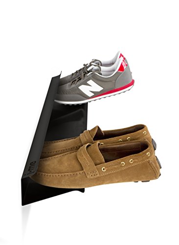J me Horizontales Schuhregal – Wandmontage Schuh Organizer hält Fersen, Stiefel, Sneaker Sandalen vom Boden fern. Eine tolle Schuhaufbewahrung Ihren Eingang oder Schrank. 28 Inch schwarz