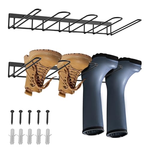 Yuecuu Metall Schuhregal Wand, 2 Stück Stiefelhalter Wandhalterung für 4 Paar Stiefel Aufbewahrung - Einfach Aufzubauen